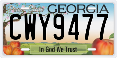 GA license plate CWY9477