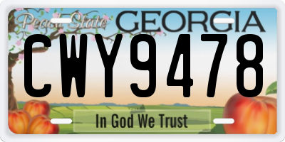 GA license plate CWY9478