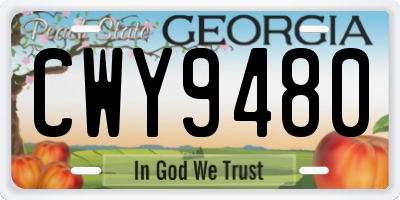 GA license plate CWY9480