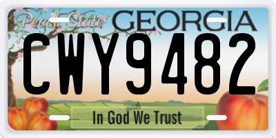 GA license plate CWY9482