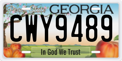 GA license plate CWY9489
