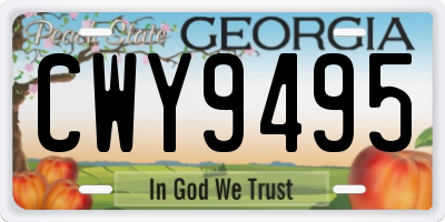 GA license plate CWY9495
