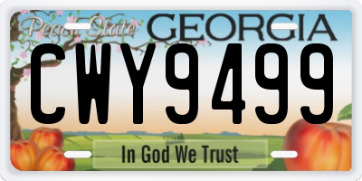 GA license plate CWY9499