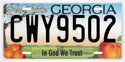 GA license plate CWY9502