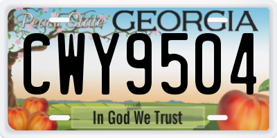 GA license plate CWY9504