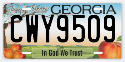 GA license plate CWY9509