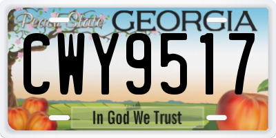 GA license plate CWY9517