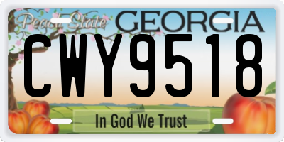 GA license plate CWY9518