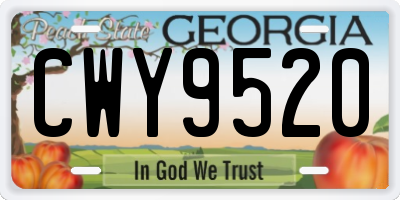 GA license plate CWY9520