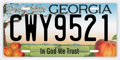GA license plate CWY9521
