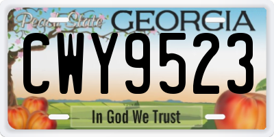 GA license plate CWY9523