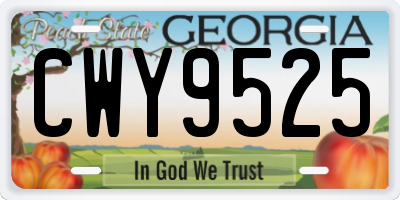 GA license plate CWY9525