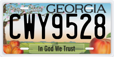 GA license plate CWY9528