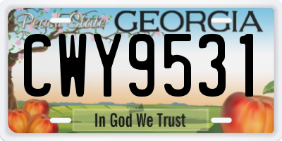 GA license plate CWY9531