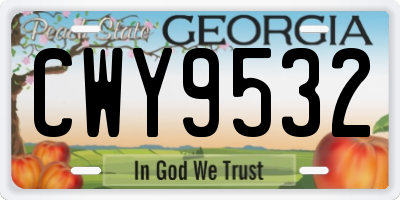 GA license plate CWY9532