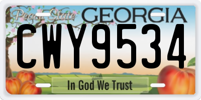 GA license plate CWY9534