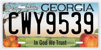 GA license plate CWY9539