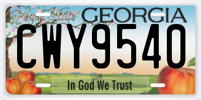 GA license plate CWY9540