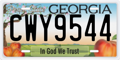 GA license plate CWY9544