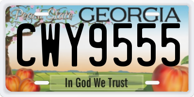 GA license plate CWY9555