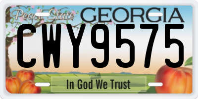 GA license plate CWY9575