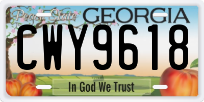 GA license plate CWY9618