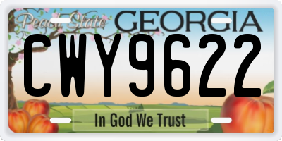 GA license plate CWY9622