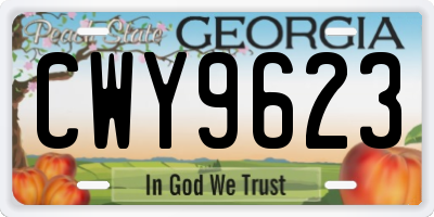 GA license plate CWY9623