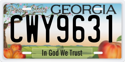 GA license plate CWY9631