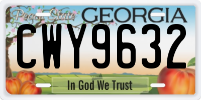GA license plate CWY9632