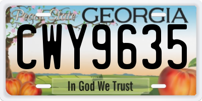 GA license plate CWY9635