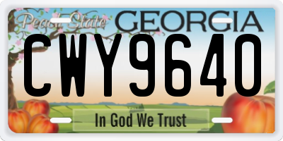 GA license plate CWY9640