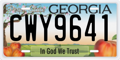 GA license plate CWY9641