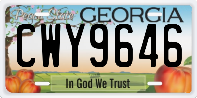 GA license plate CWY9646