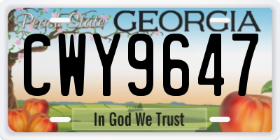 GA license plate CWY9647