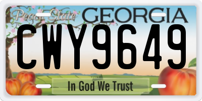 GA license plate CWY9649