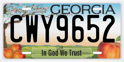 GA license plate CWY9652
