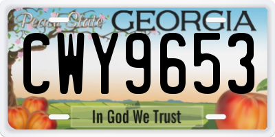 GA license plate CWY9653