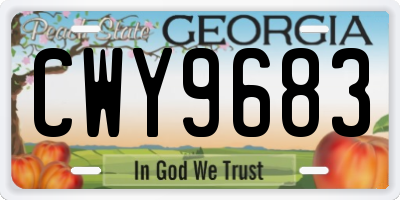 GA license plate CWY9683