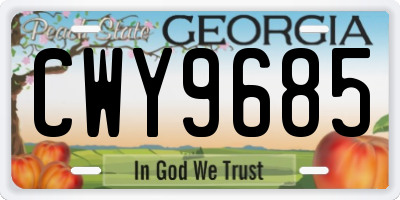 GA license plate CWY9685