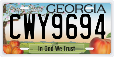 GA license plate CWY9694