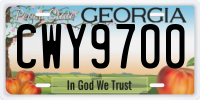 GA license plate CWY9700