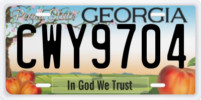 GA license plate CWY9704