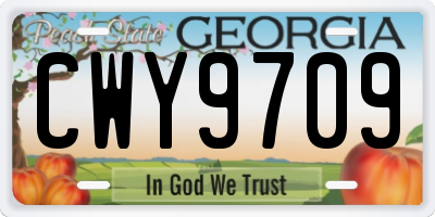 GA license plate CWY9709