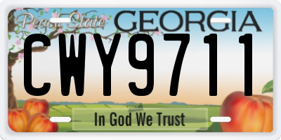 GA license plate CWY9711