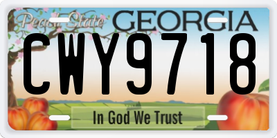 GA license plate CWY9718