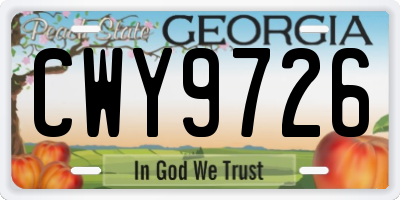 GA license plate CWY9726