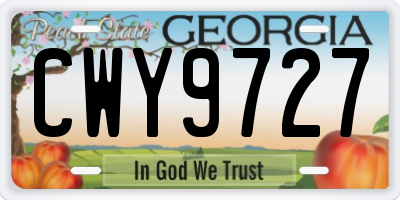 GA license plate CWY9727