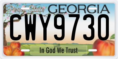 GA license plate CWY9730
