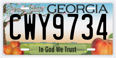 GA license plate CWY9734